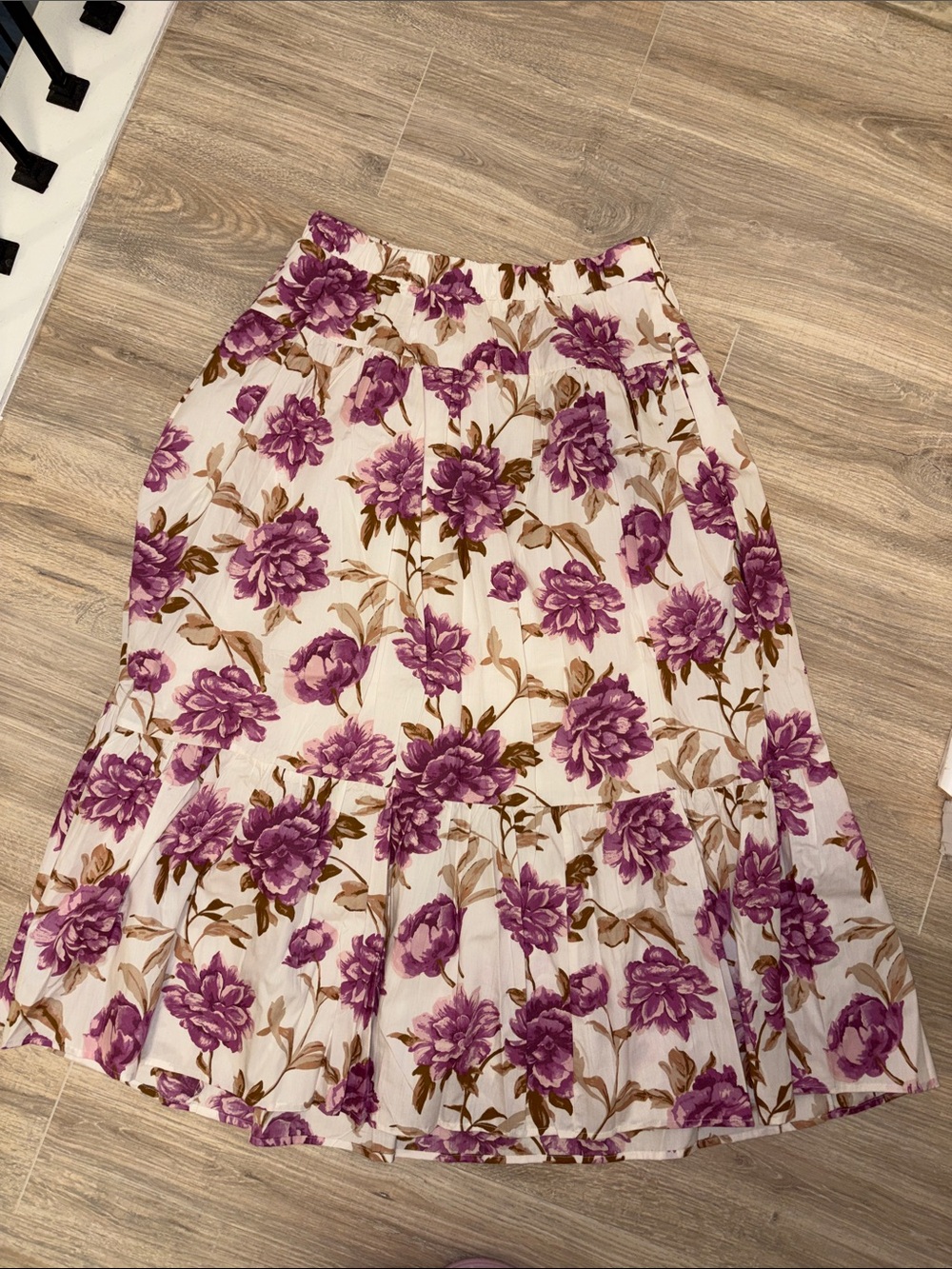 Abercrombie & Fitch Cream Maxi Skirt with Purple Floral Print
